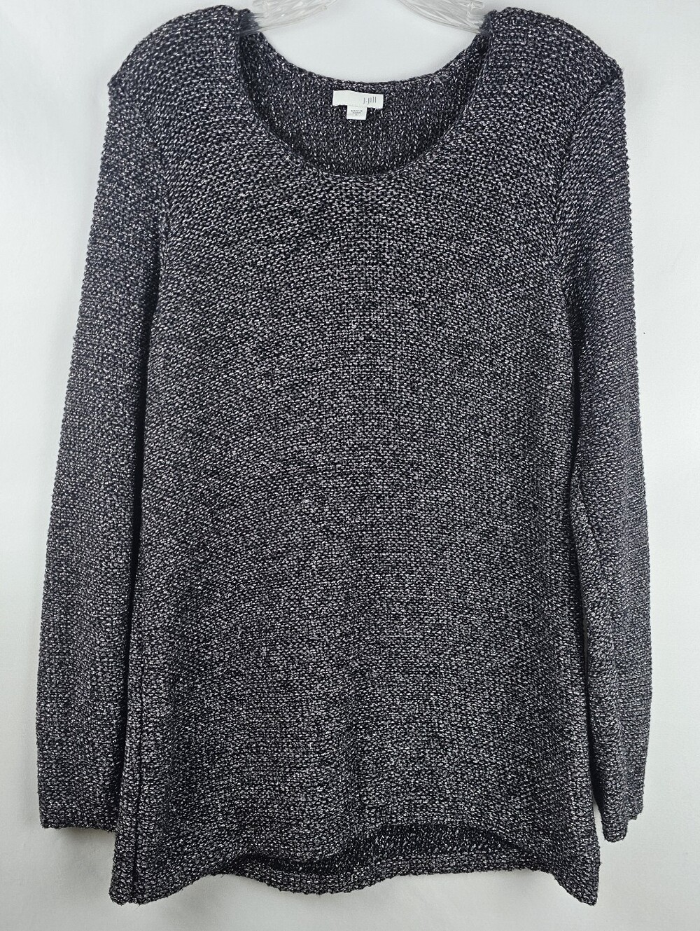 J Jill Metallic Shimmer Pullover Tunic Sweater Sm Minimalist Timeless